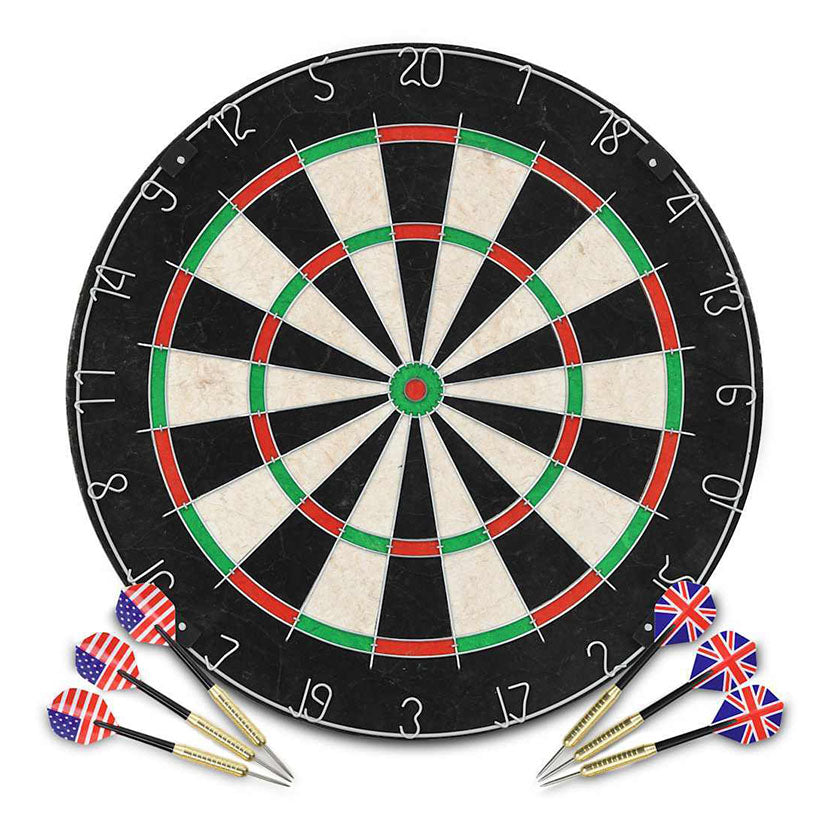 Playnmore Dartboard Set Sisal Professional Steel Tip Dart Game
