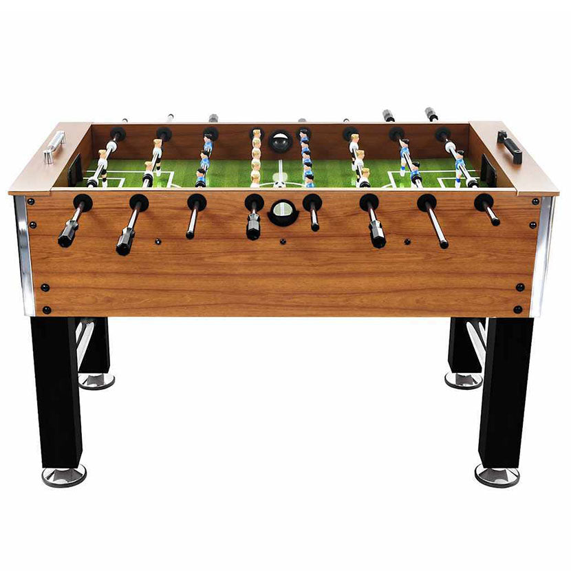 Playnmore Steel Table Football Game Light Brown & Black 60kg Solid Build 140x74.5x87.5 cm