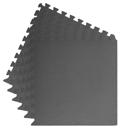 Playnmore Interlocking Pool Ground Pads, 6 Black EVA Foam Tiles, 2.16 m²